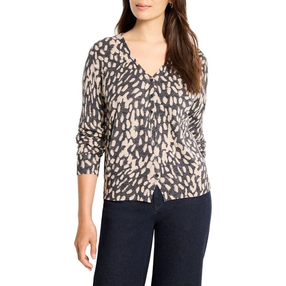 Nic+Zoe Womens  Wild Dot Buttoned Up Pullover Sweater
